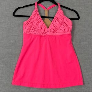 Lululemon Pink Tank Top with Ruched Chest Sz 6 Y Back